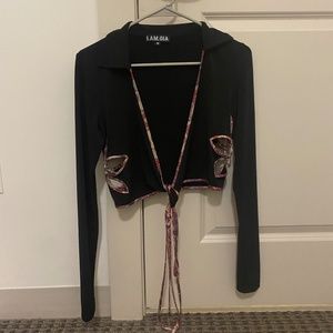 I AM GIA Black Cut Out Top